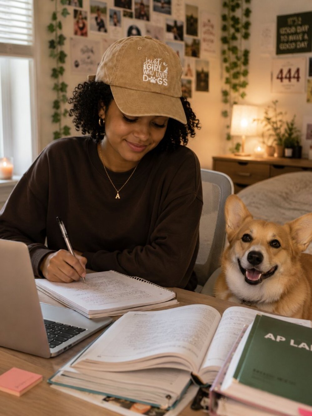 Dogs Adjustable Baseball Cap, Just A Girl Who Loves Dogs Hat, Tan Distressed